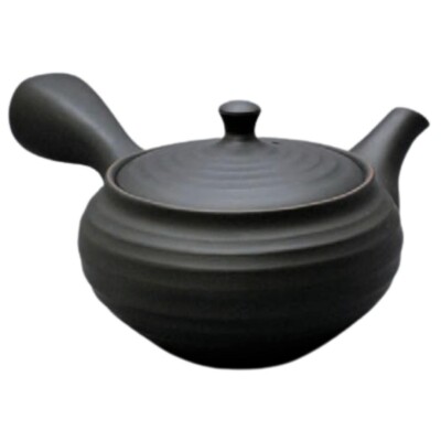 Teapot Kyusu Tokoname - AKIRA - Black - 300 ml/cc - Stainless Mesh - Red Line