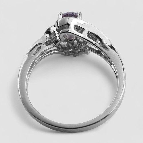 Pastel Lavender Spinel 925 Sterling Silver White Gold Plated Cute Ring Size 6.25 - Picture 4 of 9