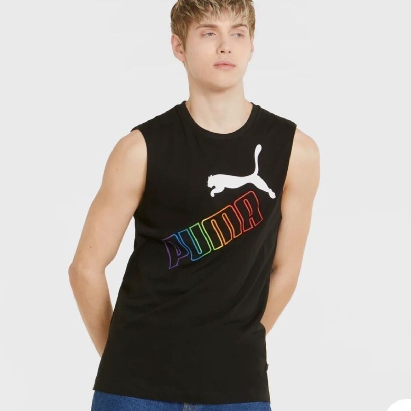 PUMA  Men's Essentials+ Rainbow Sleeveless Tee, shirt S