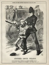 RARE 1872 British Cartoon - SIR CHARLES DILKE (Gladstone) - CIVIL LIST - Satire