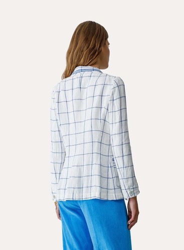Forte Forte Holiday Check Linen Blazer White Blue III/ L NWT $744 - Picture 4 of 8