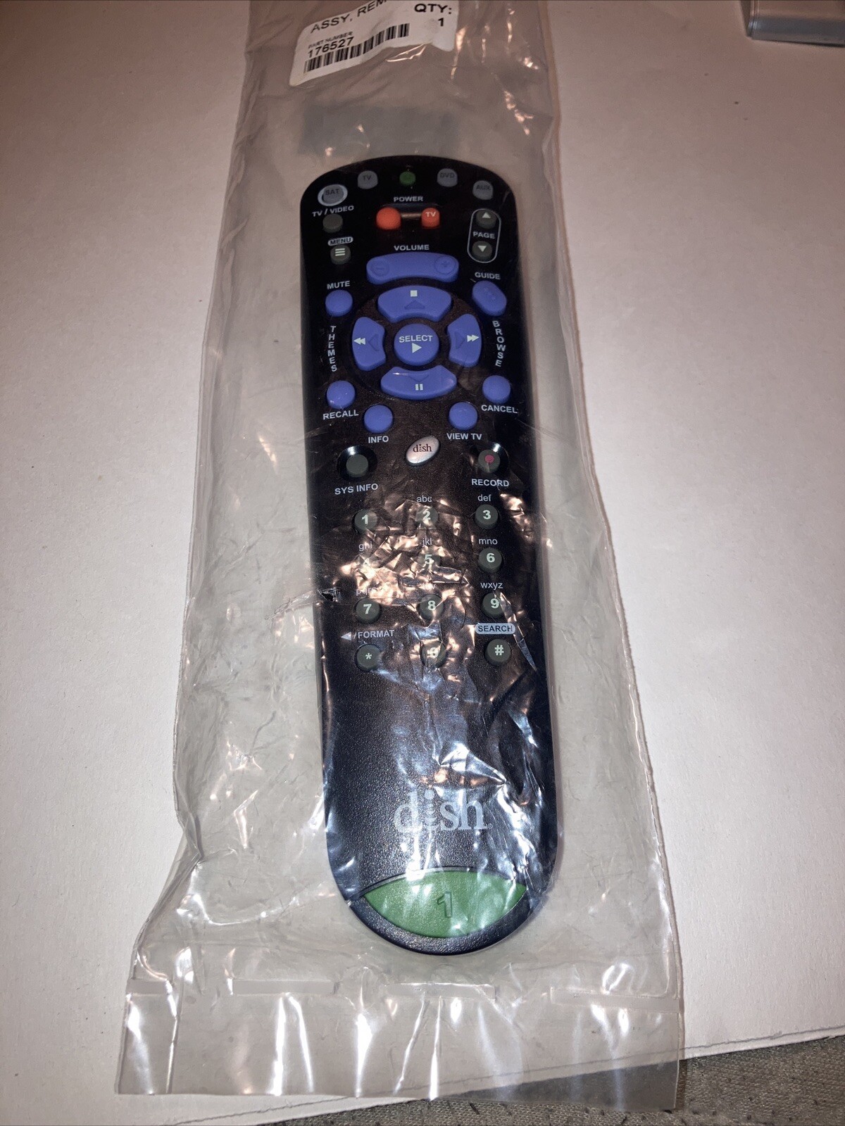 New Dish Network 3.4 IR Remote Control Green Key TV 1 Part number