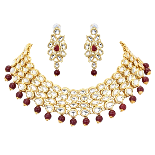 Indian Jewelry Bollywood Gold Plated Kundan Choker Necklace Bridal Set