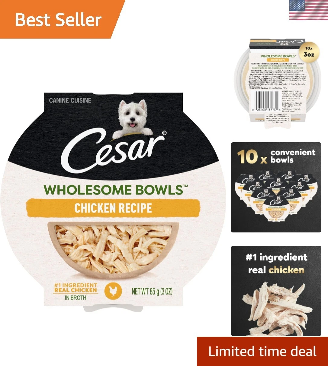 Wholesome Chicken Recipe Wet Dog Food Pack - Ideal for Adult Dogs, 10 Bowls