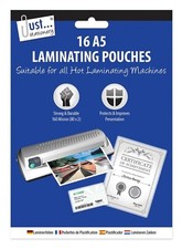 A5 Laminating Pouches 16 Hot Gloss Sheets 160 Micron Work School Home Display