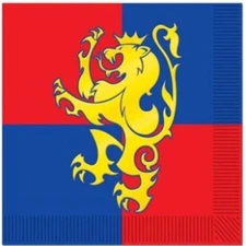 Medieval Beverage Paper Napkins 16 Pack Red Blue Yellow Renaissance Tableware