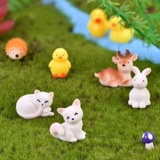 Miniature Rabbit Deer Chicken Duck Animals Figurines Hedgehog Frog Cat
