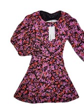NEW Zara Women S Colorful Floral Print Fit & Flare Mini Dress Keyhole Back Lined