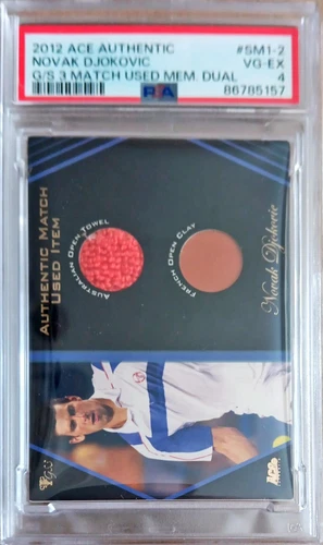 2012 Ace Authentic Match Used #SM1-2 Novak Djokovic PSA 4 Tough grade- 2 higher