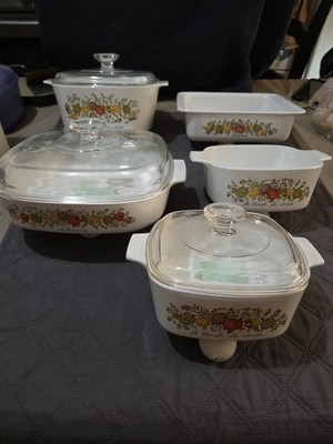 Corning Ware covered dishes the Spice of Life pattern 1972  8 Piece vintage