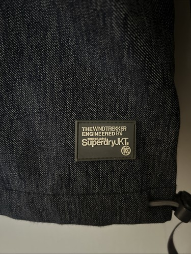 Superdry Windtrekker Herren Jacke Reißverschluss Mantel Jeansblau 100% Polyester Größe L - Bild 8 von 8