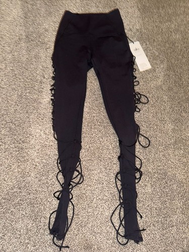 Alo Yoga Black Lace-Up Side Leggings, XXS