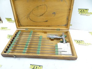 COMPLETE MITUTOYO PRECISION DEPTH GAGE MICROMETER #129-150 0-12" RANGE .001"