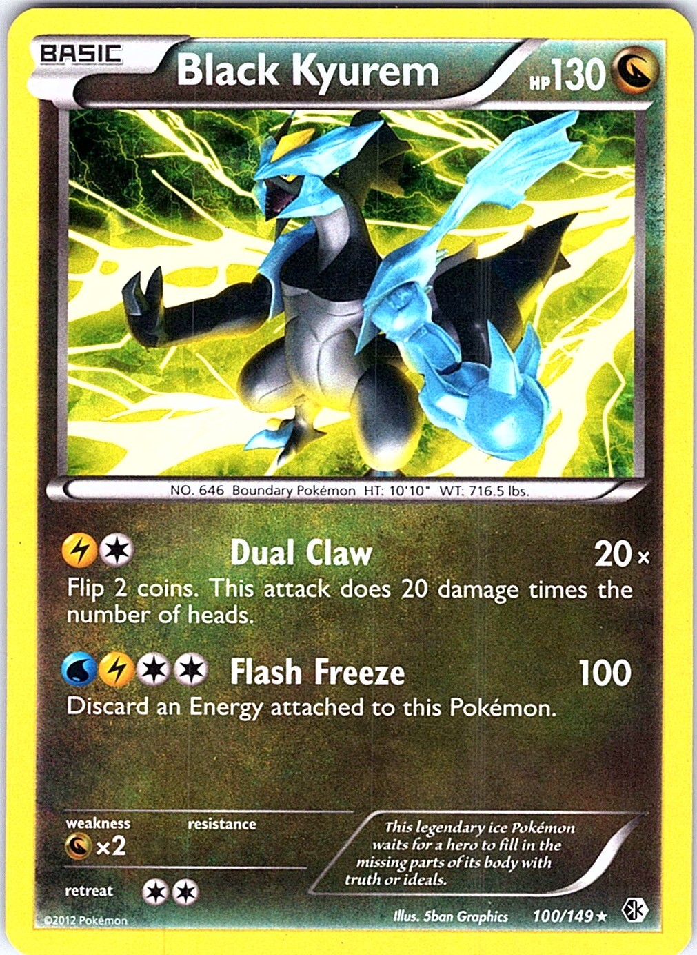Black Kyurem Rare Boundaries Crossed 100/149 NM