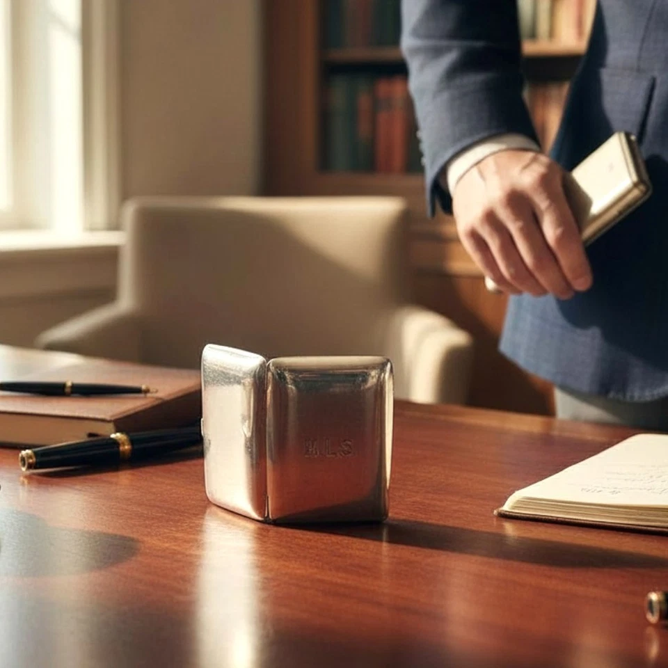 Estuche de cigarrillos de ley Heimburger sello mediados de siglo platero danés raro Foto 4 de 4