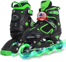Patines en l nea para ni os y ni as con ruedas iluminadas, verde
