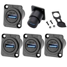 5PCS USB3.0 D Series Panel-Mount Connector,Waterproof USB Port Socket 86 Pane...