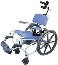 Tilt Shower Rehab Commode Bath Toilet Transport Chair with 24" Wheelchair...