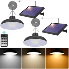 2xSolar Pendant Light Solar Powered Motion Sensor Shed Light Outdoor Waterproof