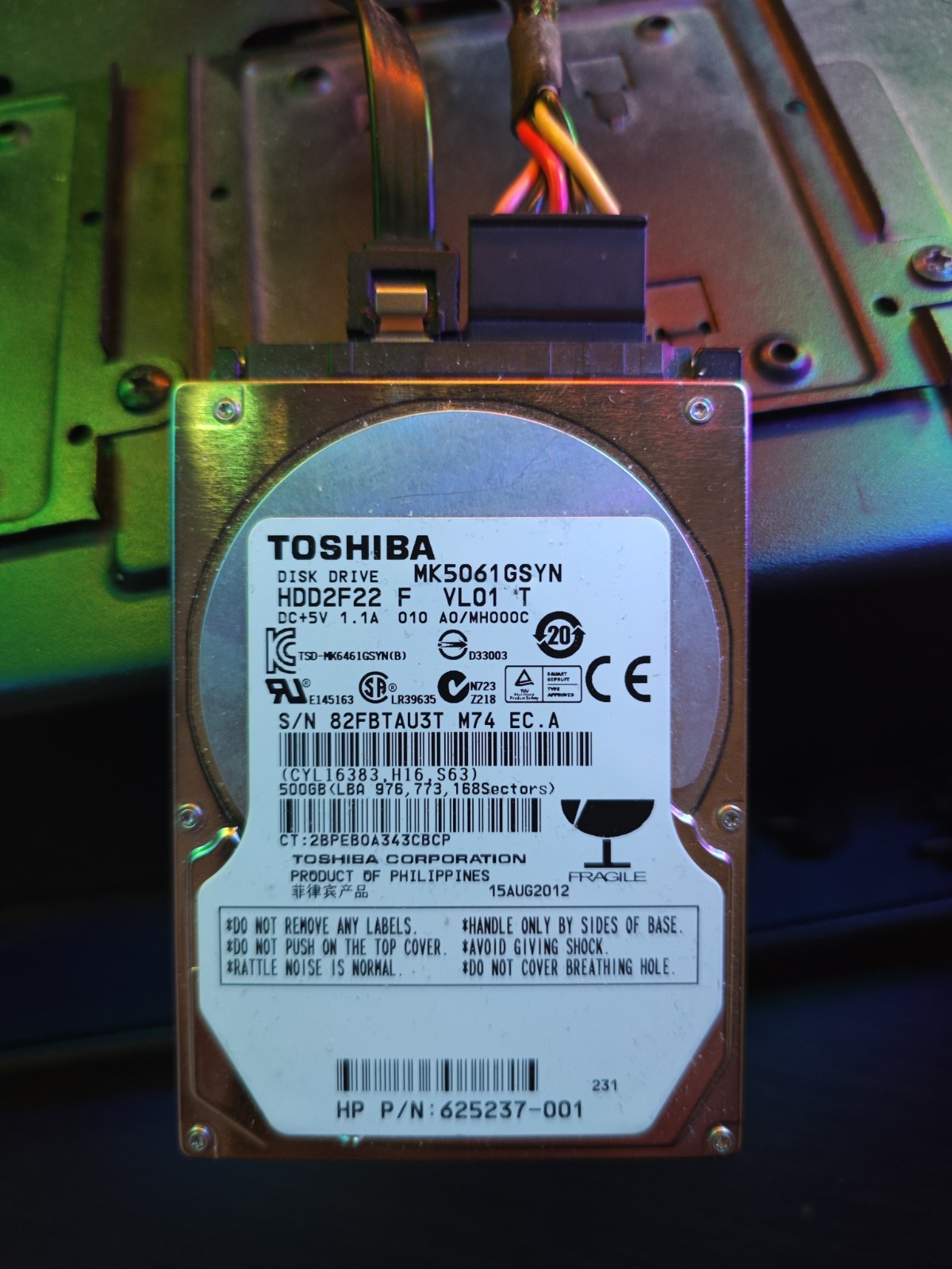 Toshiba MK5061GSYN 500GB 2,5" SATA II HDD 7200RPM 16MB S.M.A.R.T. 9,5mm