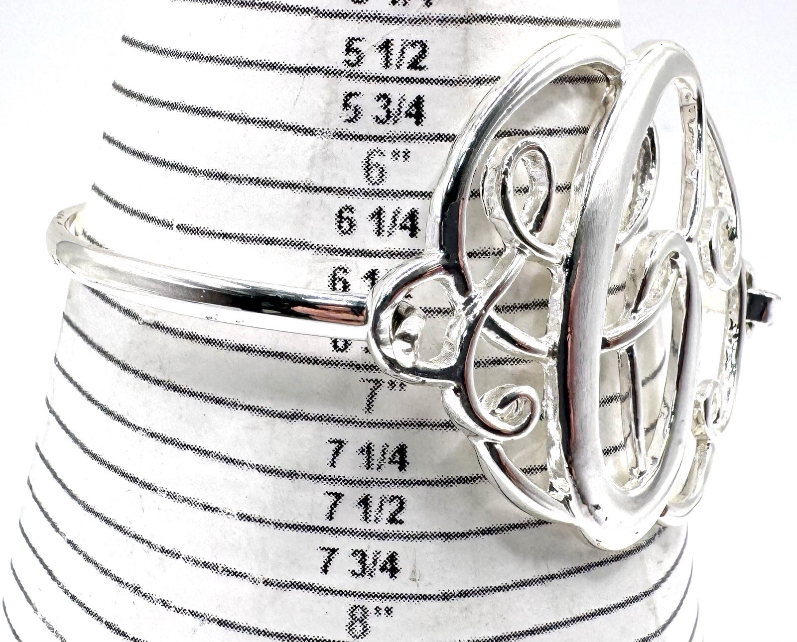 Initial C Bangle Bracelet Script Monogram 1.75" L… - image 4