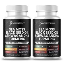 Sea Moss Black Seed Oil Ashwagandha Turmeric Bladderwrack Burdock - 2-Pack 