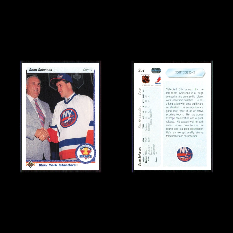 Scott Scissons Rookie #357 1990 Upper Deck New York Islanders Hockey Card NHL NM - Image 3 of 3