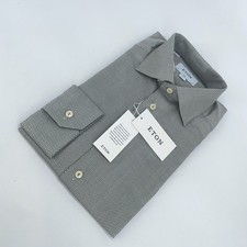 Eton Dress Shirt Mens M 15 1/2 - 39 Mid Green Dobby Slim Fit Collared Button Up
