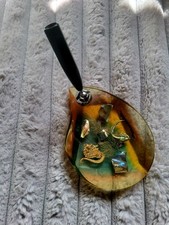 INCLUSION MARINE VINTAGE HIPPOCAMPE POISSON COQUILLAGE PORTE CRAYON STYLO RÉSINE