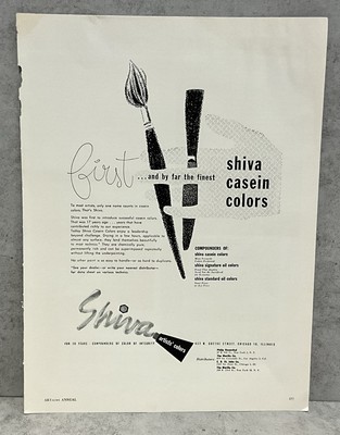 Shiva Casein Colors Artist Paint 1950 Magazine Print Ad Advertisement