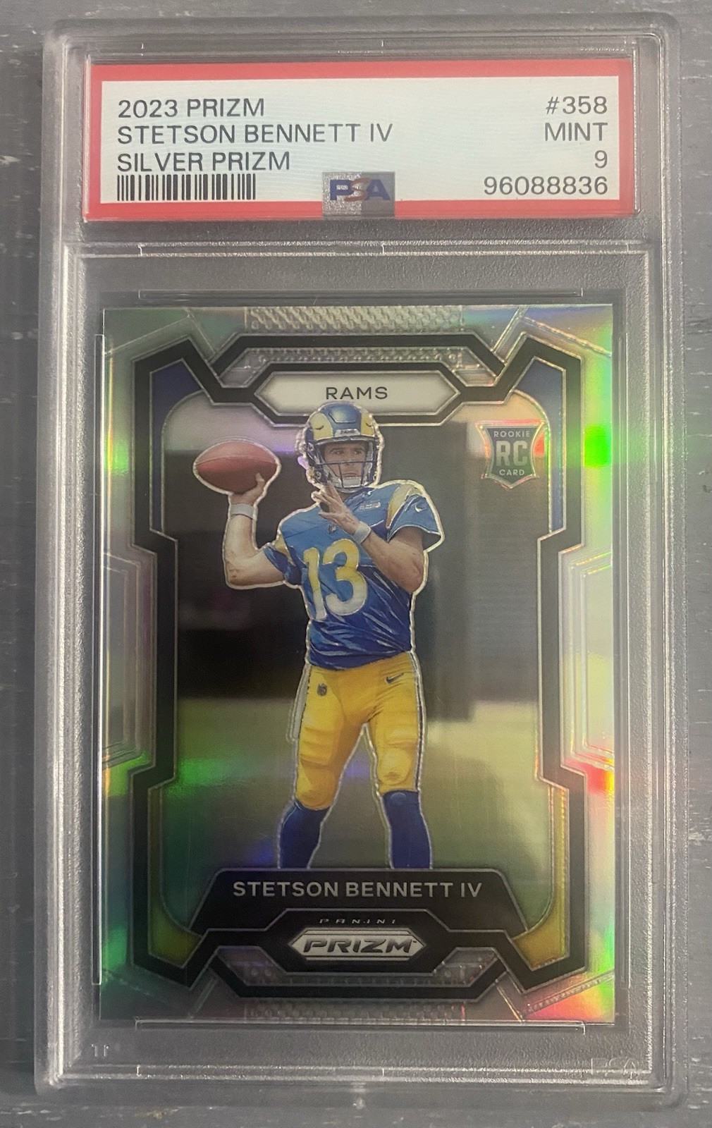 2023 Panini Prizm #358 Stetson Bennett IV Rookie RC Silver PSA 9 Rams