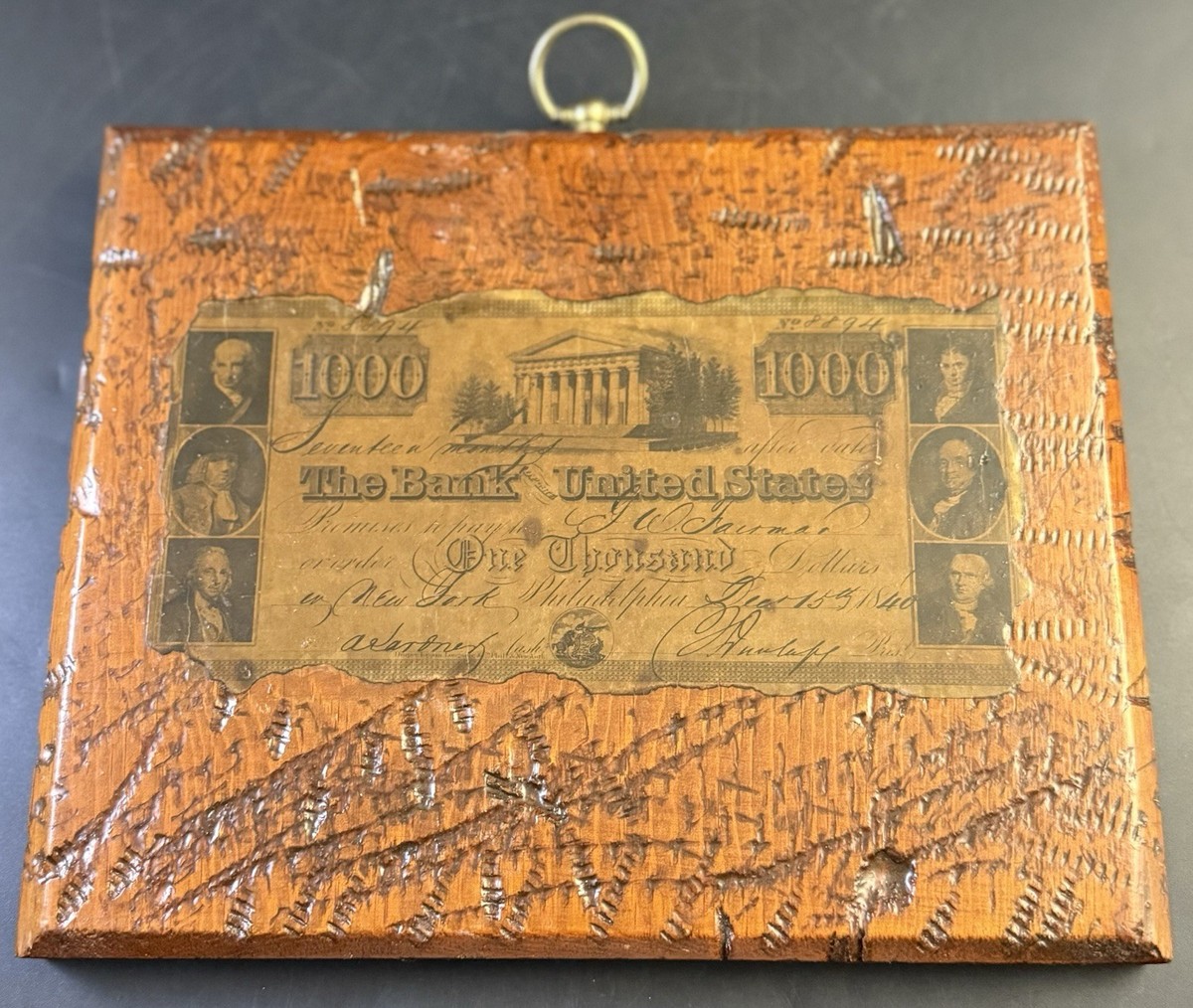 VTG $1000 Bank of the United States 1840 Note #8894 Philadelphia