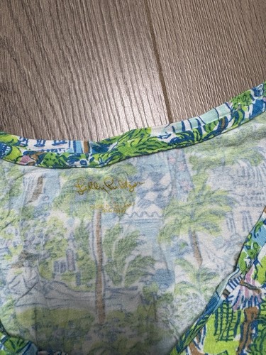 Lilly Pulitzer Knit Pajama Top Sprout Green Lilly On Holiday Sz L - Picture 2 of 5