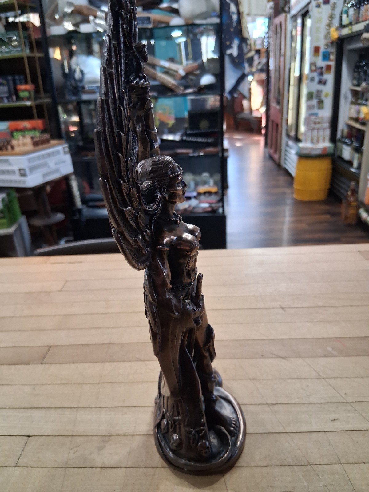 Morrigan Bronze Resin Statue – Celtic Goddess of War and Fate, 11" Winged Figure