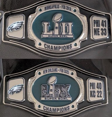 Philadelphia Eagles SUPER BOWL 52 59 WRESTLING BELT Team Exclusive Pin SET of 2
