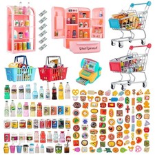 Mini Shopping Cart Set with Dollhouse Accessories