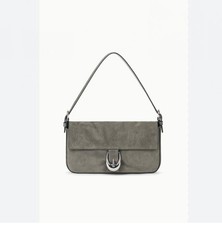STAUD Harlow storm suede small top handle shoulder bag Dust bag GREY
