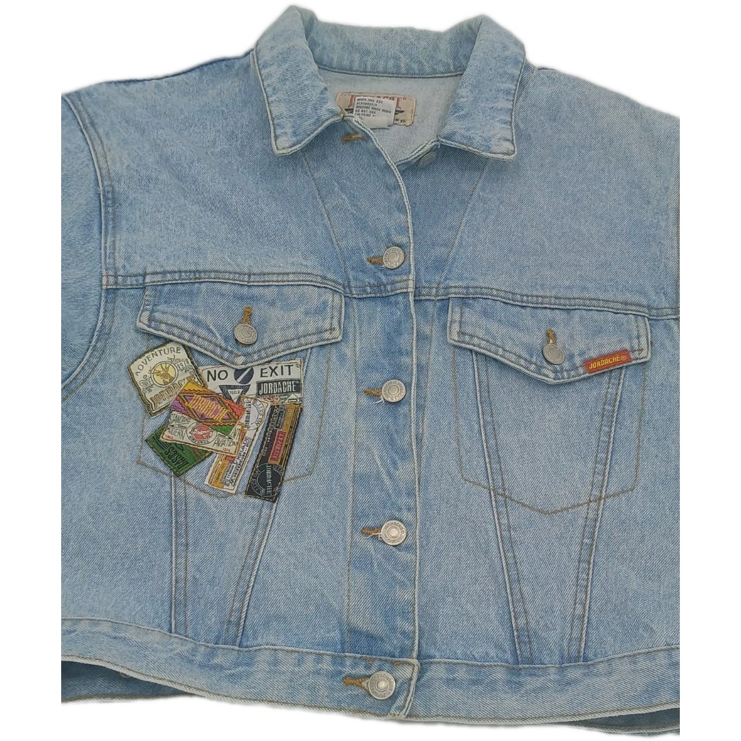 Vintage Jordache Denim Jacket 80s 90s Patch Work Women's Small