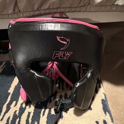 FLY Boxing MMA Training Headgear Headguard Black/Pink Protective Head Gear