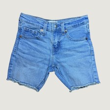 Signature Levi Strauss 5164 Girls Denim Shorts Size 7 Light Wash Frayed Hem