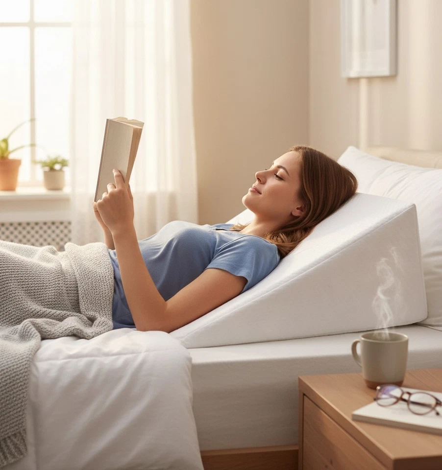 ALMINEEZ Wedge Pillow Memory Foam Hypoallergenic Large Support Cushion for Back Neck Legs