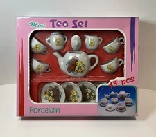 Mini Tea Set 13 pcs. Porcelain Vintage 1995 Teddy Bears