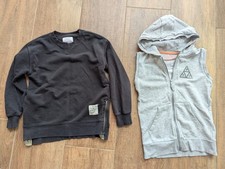 Boys Clothing 2x Tops - Sleeveless Grey Hoodie & Black Zara sweatshirt - Age 9