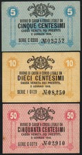 3 x ITALY 5 + 10 + 50 CENTESIMI SET 1918 (s-54)