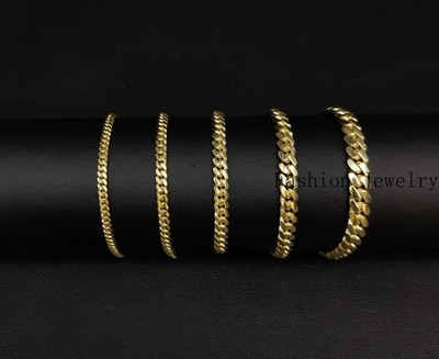 10k SOLID Yellow Gold 2mm - 7mm Miami Cuban Chain Bracelet Real