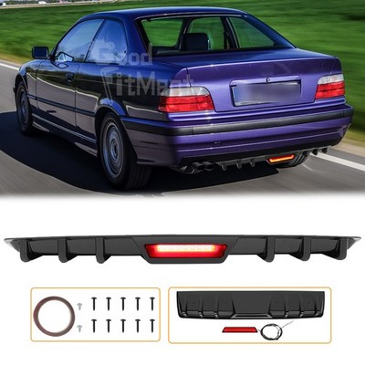 For 3 Series F30 E92 E90 E36 Glossy Rear Bumper Diffuser Spoiler + Break Light