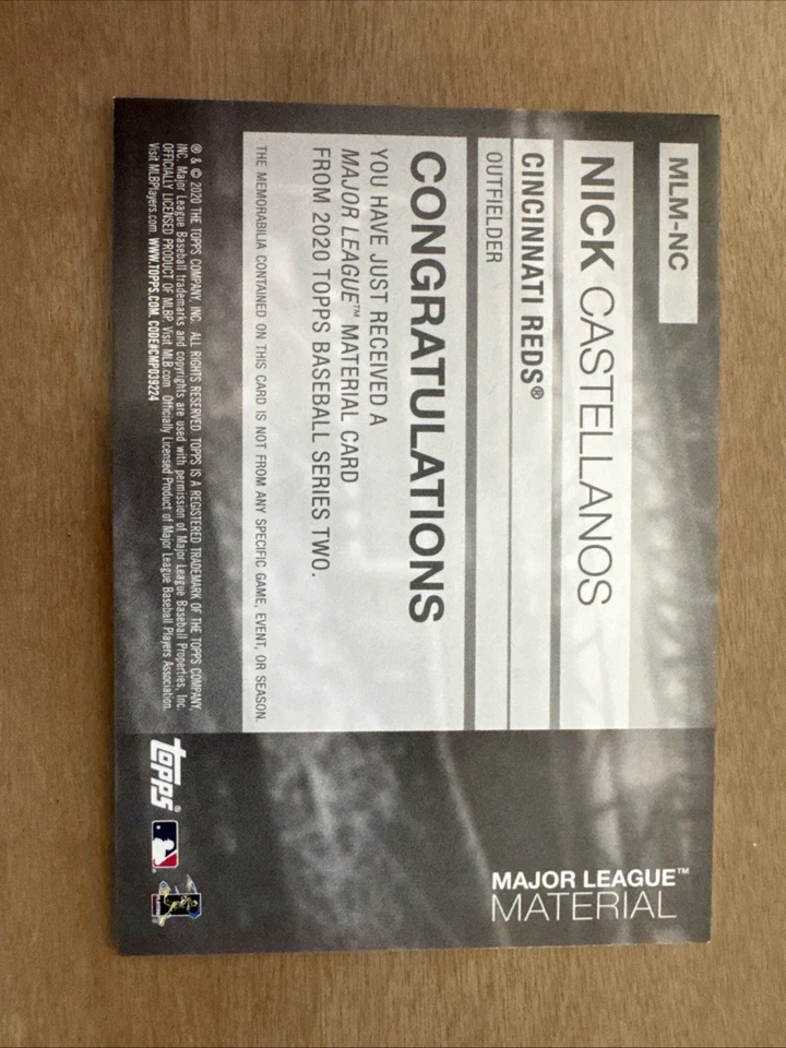 2020 Topps - Major League Material Series 2 Nick Castellanos #MLM-NC (MEM) - Image 2 of 2