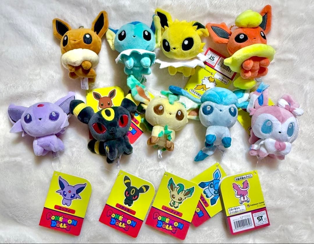 Pokemon Dolls Plush Eeveelution Eevee Heroes Keychain Complete 9
