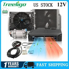 12V Air Conditioner Electric Underdash Car AC Kit Cooling & Water Heat Function