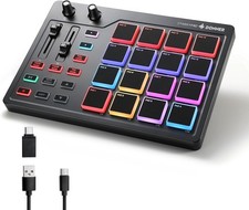 MIDI Pad Beat Maker Machine Professional, Drum Machine with 16 Beat Pads, 2 Assi